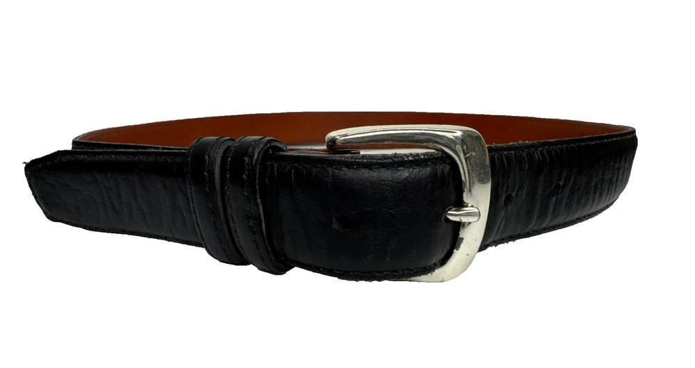 H.S. Trask Men's Authentic American Bison Black Leather Belt Size 36 USA Made